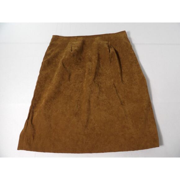 Derek Heart Pencil Skirt 13/14 Faux Suede Brown Minimalist Casule Office Modest - Picture 4 of 12